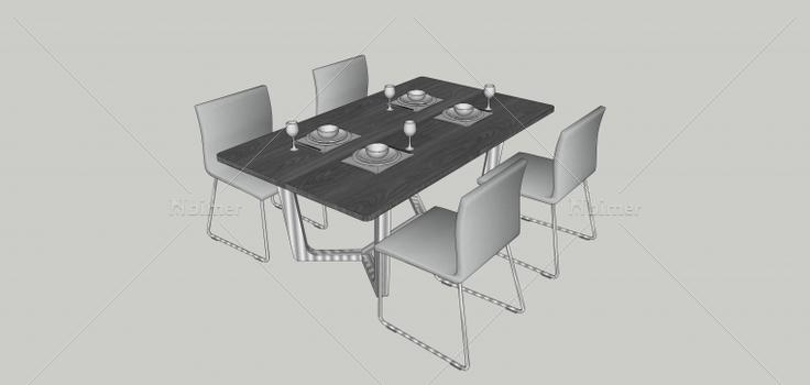 组合桌椅SketchUp模型下载分享 组合桌椅，喜欢的