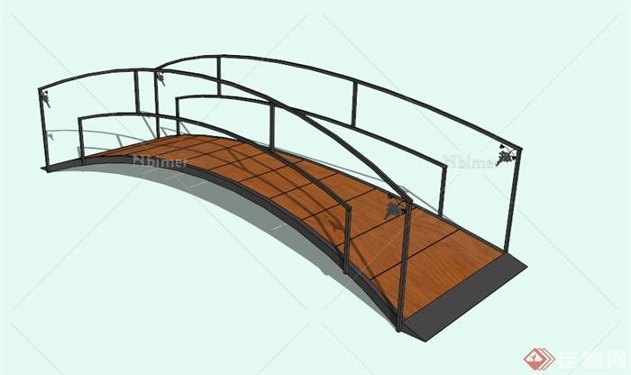 现代铁栏杆园桥设计SU模型[原创]