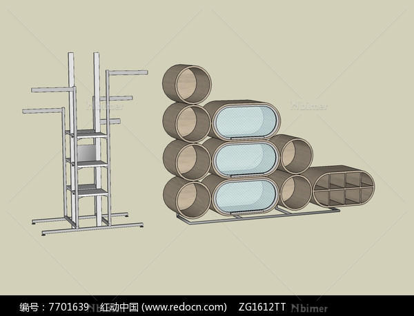 浅色商品展示架SU模型