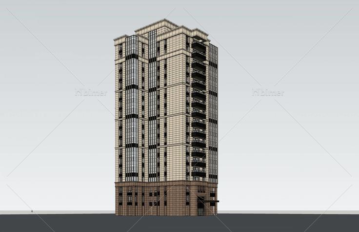 新古典风格高层住宅楼(52759)su模型下载