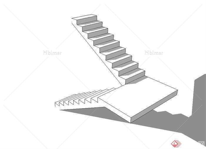 现代无材质建筑楼梯设计SU模型[原创]