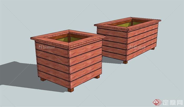 两个木质花箱设计SU模型[原创]