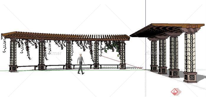 某小区欧式花架设计SketchUp(SU)3D模型