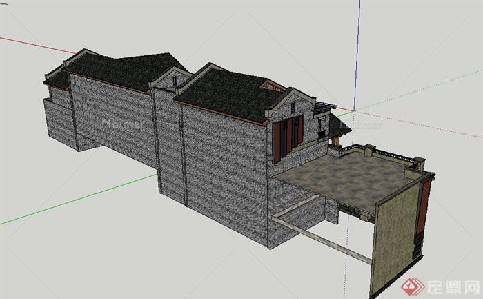 某四层欧式联排商业建筑设计SU模型