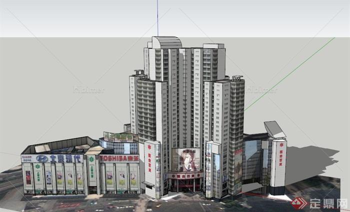 现代某城市百汇商场建筑设计SU模型