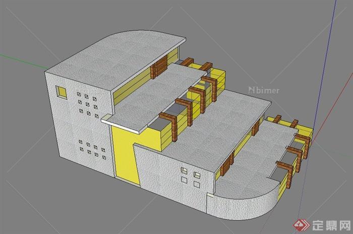 某现代风格独特造型别墅设计su模型