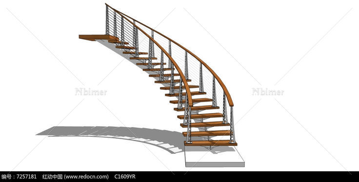 简约式弧形楼梯SU模型