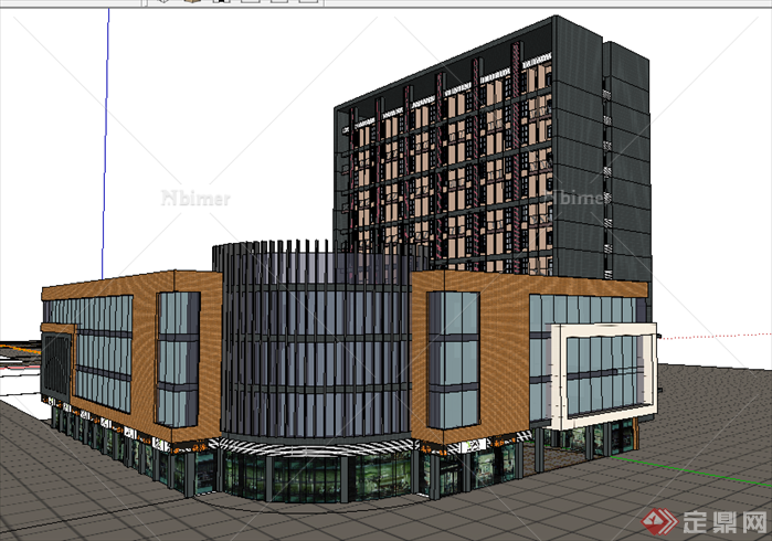 某现代风格宾馆酒店建筑设计SU模型素材24