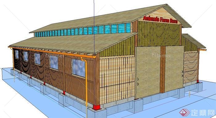 某农场饲养棚建筑设计su模型