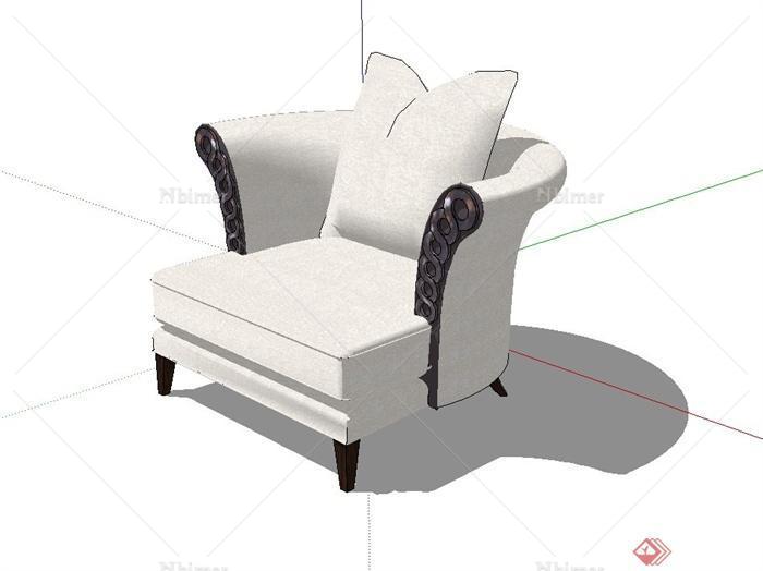 现代风格精致详细单人沙发设计su模型[原创]