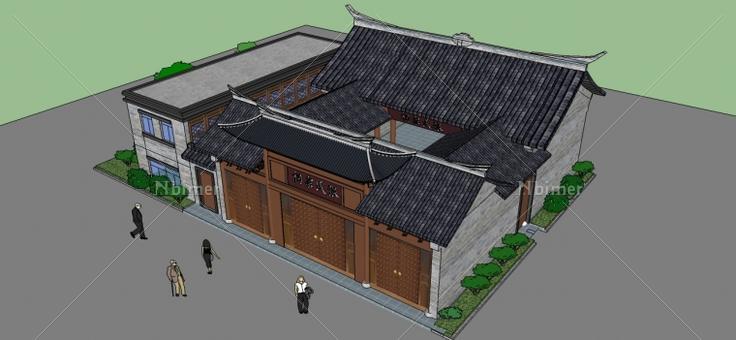 某地祠堂设计方案带SketchUp模型下载分享