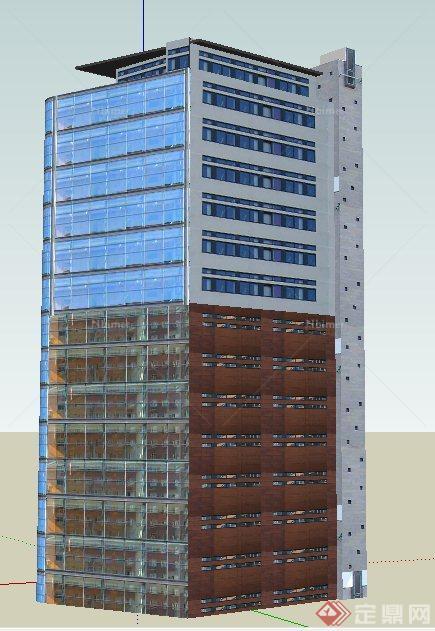 现代独栋高层商务写字楼建筑设计su模型