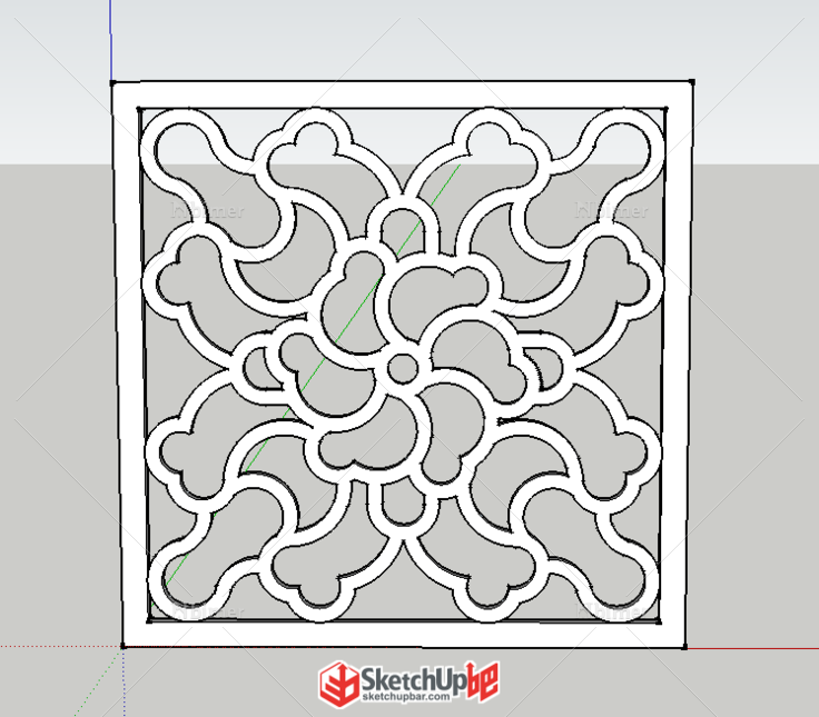中式花纹格栅模型