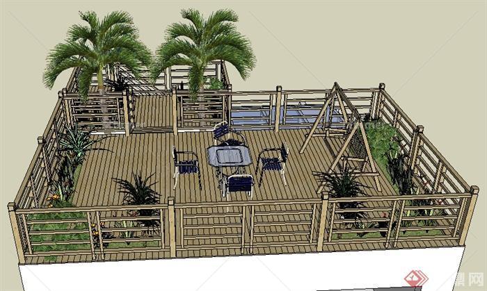 某住宅屋顶休闲花园建筑景观设计su模型[原创]