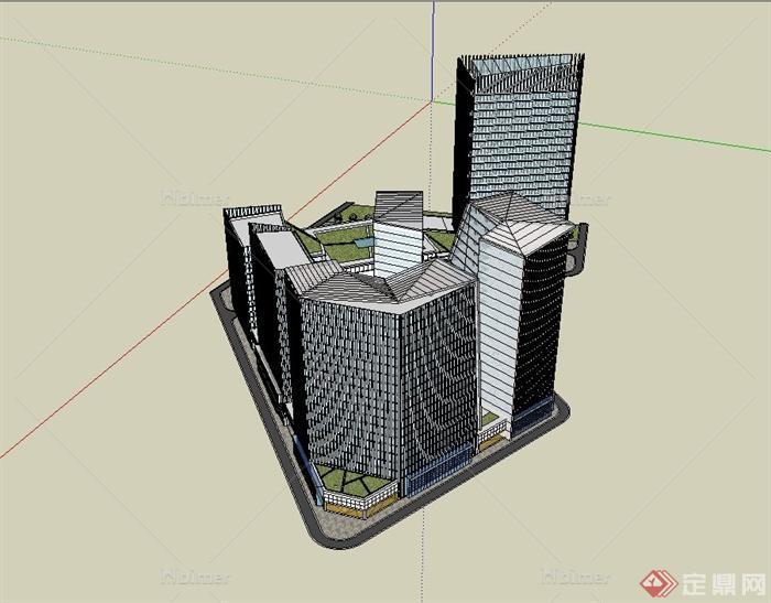 某现代精致综合楼建筑设计su模型