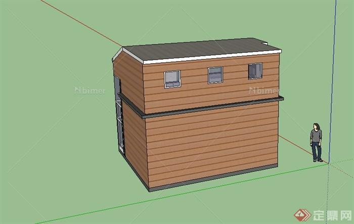 现代某单层住宅小木屋建筑设计SU模型