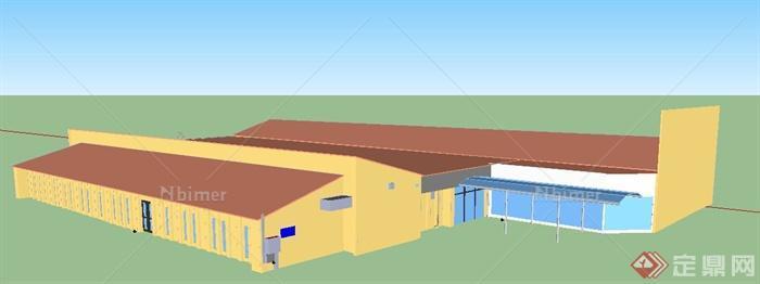 单层现代厂房建筑设计SU模型