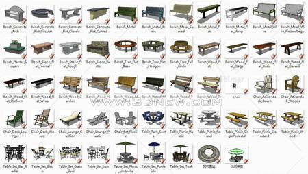 园林座椅SketchUp组件合辑