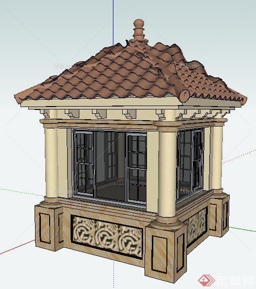 新古典风格岗亭设计su模型