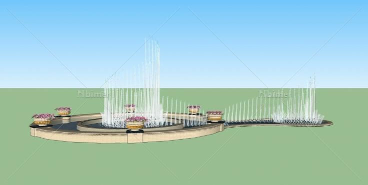 一个喷泉水景的SketchUp模型，发上来跟大家共享