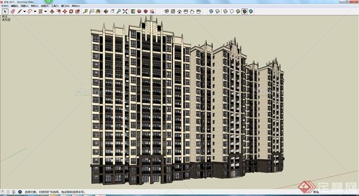 某现代小高层住宅建筑设计方案SU模型