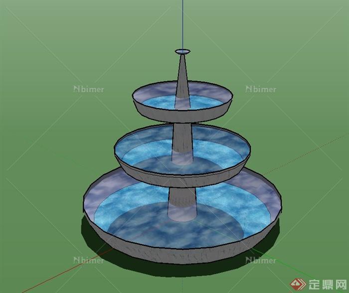 台阶式水钵设计su模型