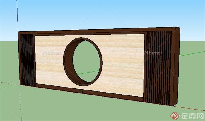 简约圆洞景墙设计su模型