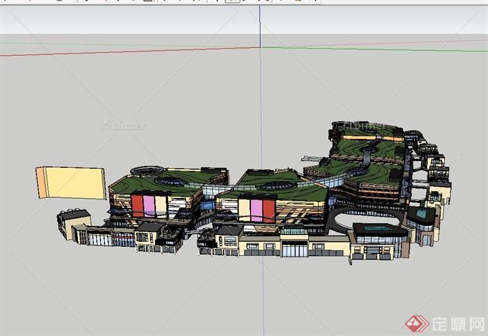 某现代风格商业中心整体建筑设计SU模型[原创]