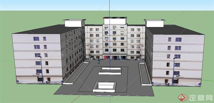 某现代六层N字形男生宿舍建筑设计SU模型