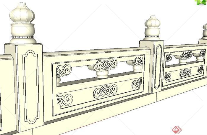 某公共建筑护城河栏杆su模型