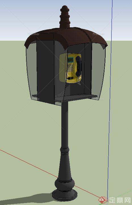 室外双面电话亭设计SU模型