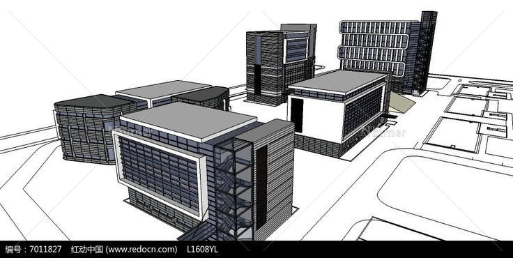 公建办公现代总图SU