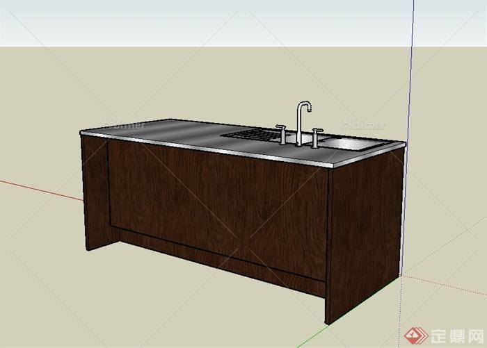 现代室内厨房整体橱柜设计SU模型[原创]