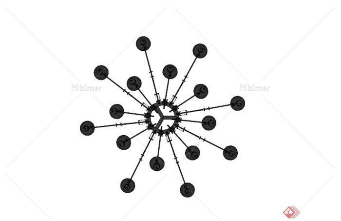 某工业风格可调节吊灯SU模型