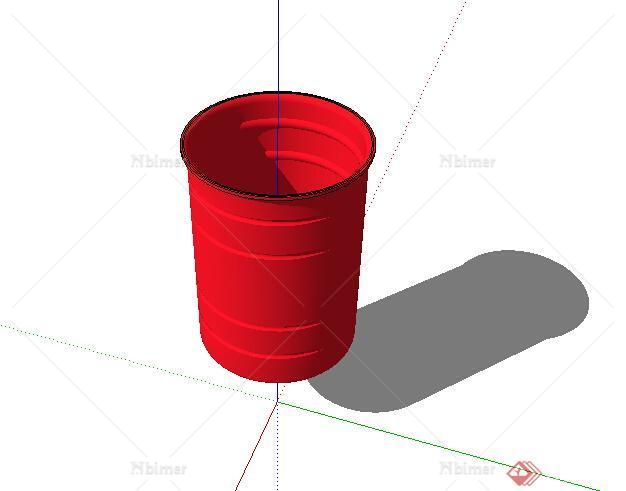 某红色水桶设计SU模型素材
