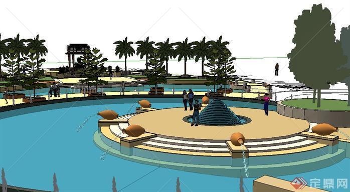 某会所大型游泳池景观设计SketchUp(SU)3D模型
