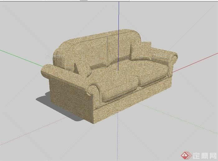 某现代风格详细精致客厅沙发设计SU模型[原创]
