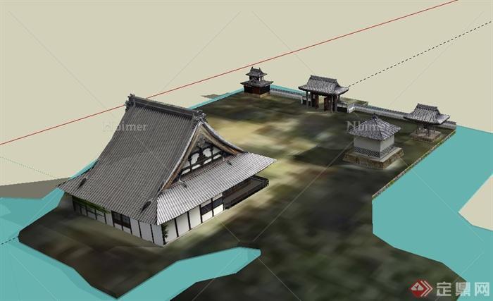 中国古典中式风格文化会馆建筑su模型[原创]