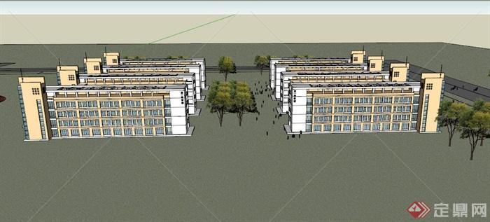 现代某大学教学楼建筑设计SU模型