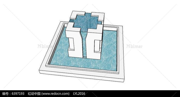 白色方形柱形喷泉
