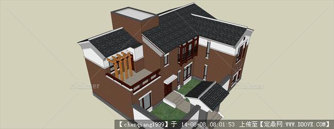 带入户庭院小别墅建筑规划设计方案su模型