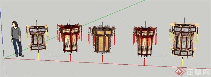 设计素材之古典中式风格灯具设计SU模型