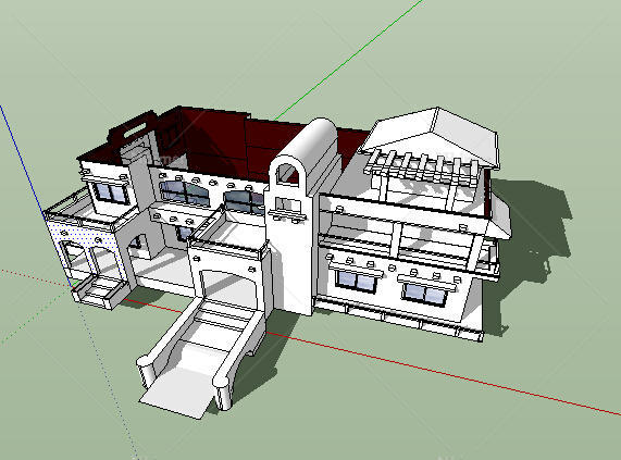 某现代风格二层小别墅建筑设计su模型