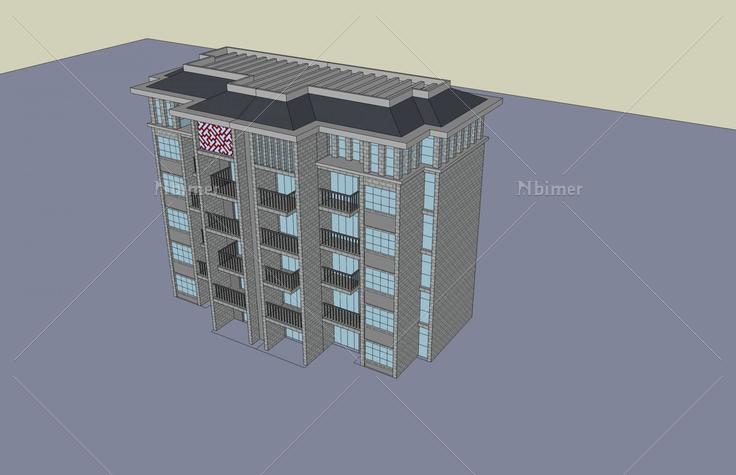 现代多层住宅楼(42944)su模型下载