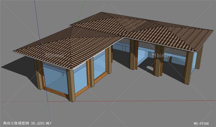 休闲茶室门卫保安室 su模型3d