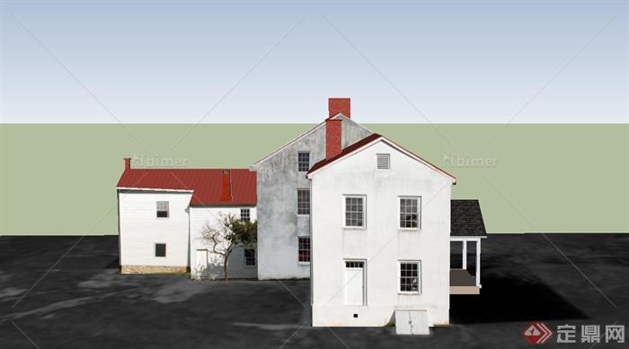 某两层乡村组合住宅建筑设计SU模型