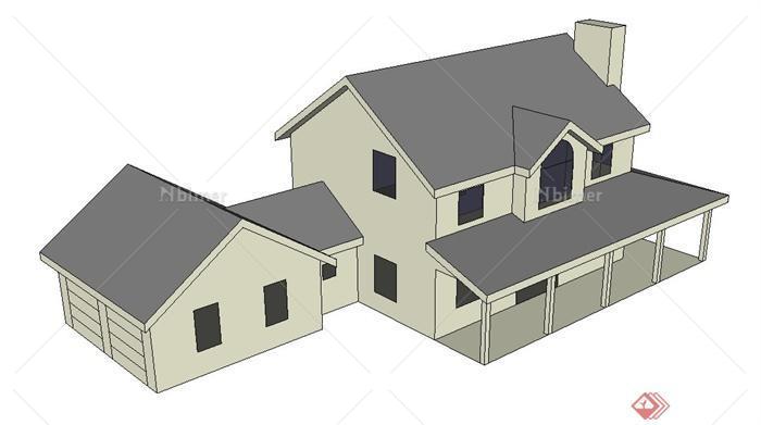 某住宅建筑外围框架设计SU模型