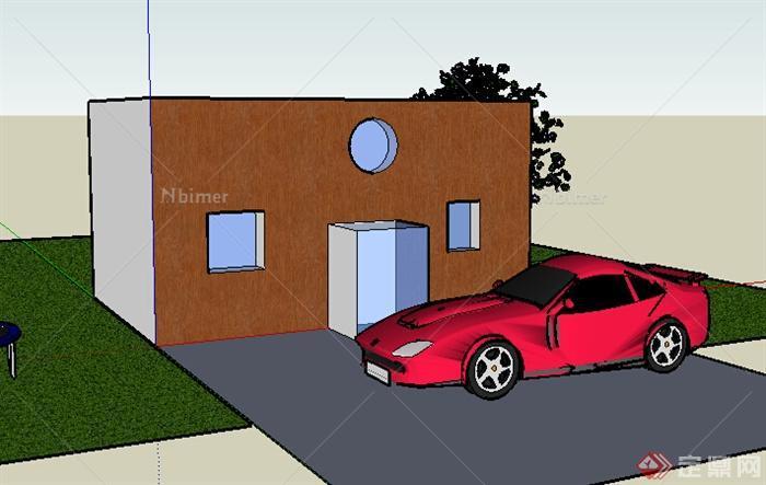 某室外单层简单别墅设计SU模型