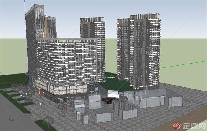 多层购物广场综合体建筑SU模型