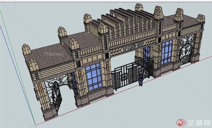 欧式小区大门设计su单体模型[原创]